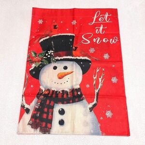 Let it Snow Snowman Cardinal Large Garden Flag Red Buffalo Plaid Winter 28x40 in